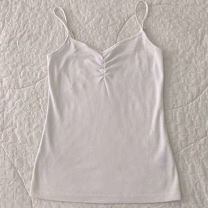 Nine West White Ruched Ribbed Camisole